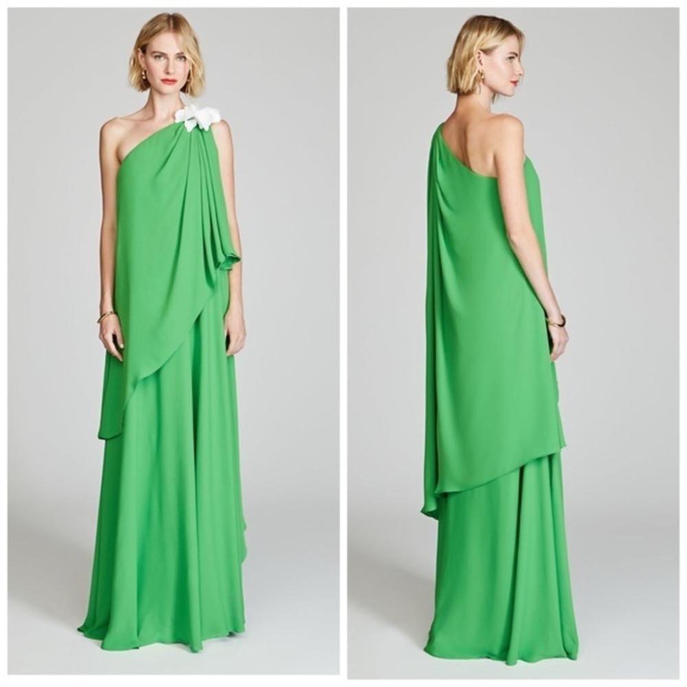 Halston Solena One-Shoulder Georgette Size 10